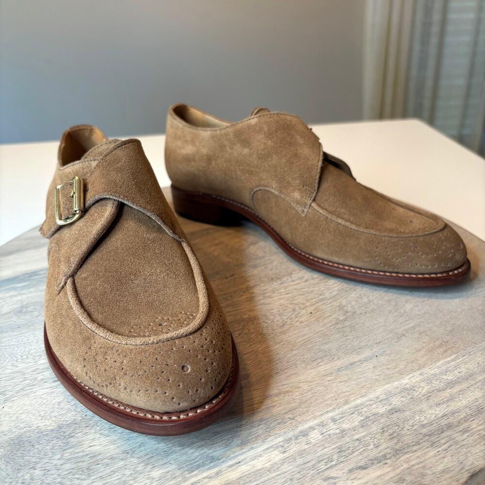 The Office of Angela Scott Mr. Georgie Suede Monk Strap Shoes EU 38 US Size 8